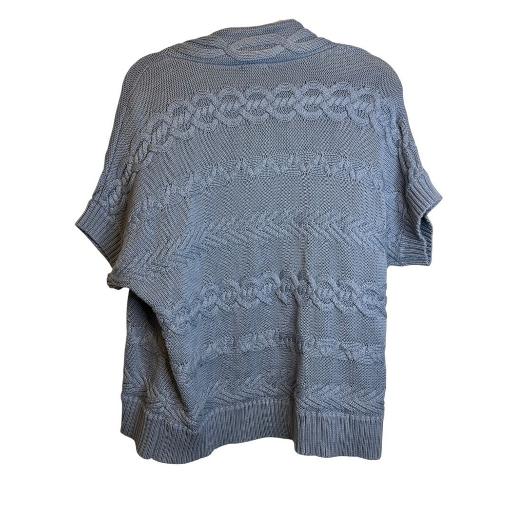 Chico's Sweater Women's XL Open Front Knit Short Sleeve Blue Chicos 3 - Picture 2 of 3